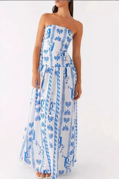 Hazel Blues® |  Strapless Ruched Maxi Dress