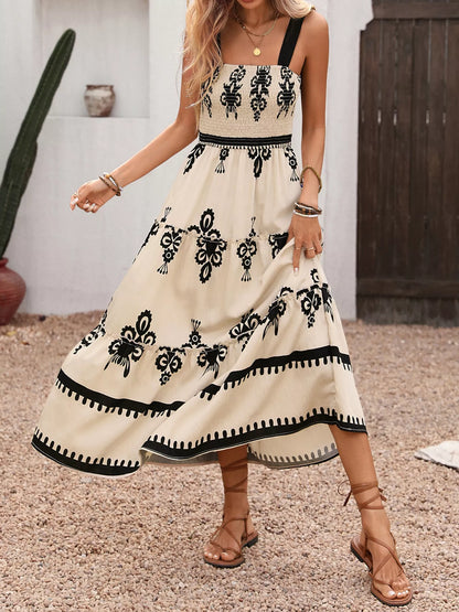 Hazel Blues® |  Smocked Wide Strap Tiered Dress