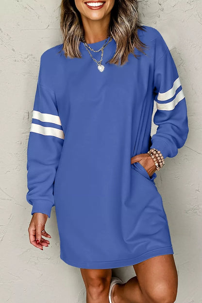 Hazel Blues® |  Stripe Long Sleeve Casual Sweatshirt Dress