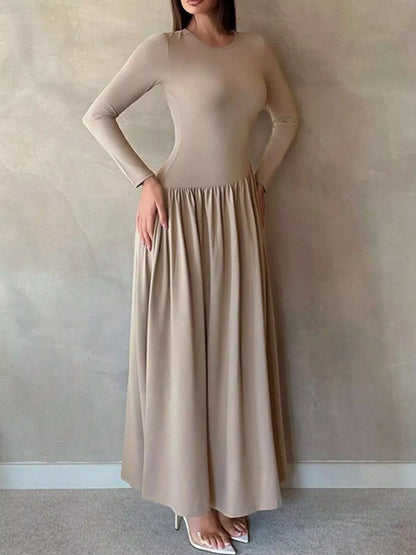 Hazel Blues® |  Long Sleeve Ruched A-Line Maxi Dress