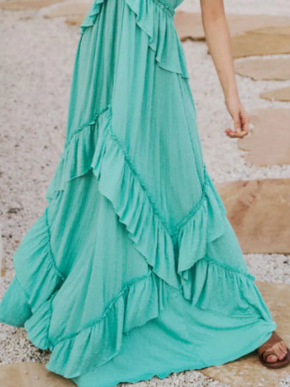 Hazel Blues® |  Ruffled Halter Neck Maxi Dress