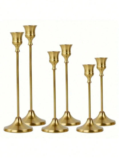 Brass Gold/Black Metal Tapered Candle Holders, Vintage Modern Decorative Centerpiece Candlestick For Fireplace, Wedding, Party, Cozy Home, Rama Table Decor, Mother's Day Gift, Party Use, Family Dining, High-End Restaurants Sup