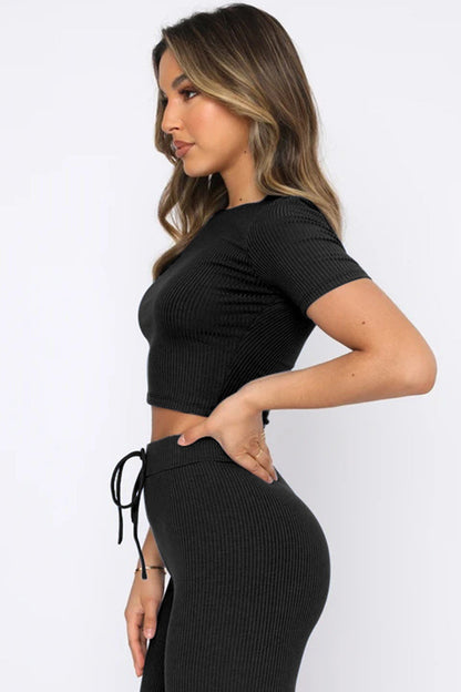 Hazel Blues® |  Round Neck Short Sleeve Top and Pants Set
