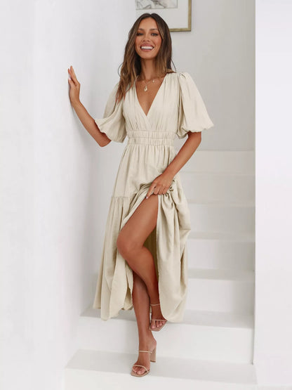 Hazel Blues® |  Tiered Puff Sleeve Midi Dress