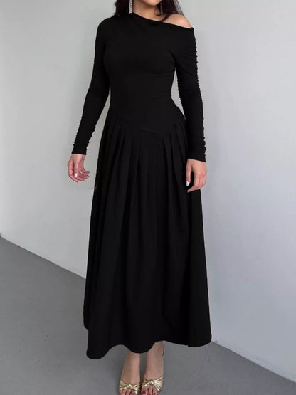 Hazel Blues® |  Ruched One Shoulder Long Sleeve Dress