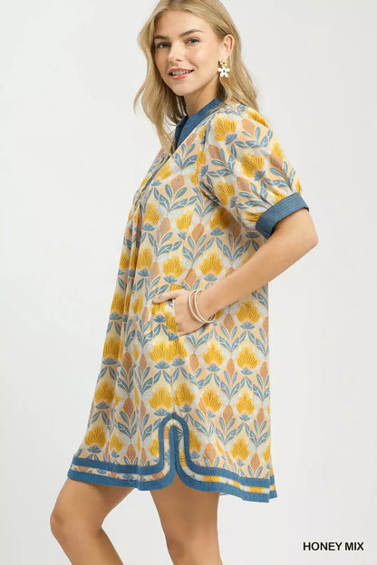 Hazel Blues® |  Umgee Mix Tile Print Mini Dress