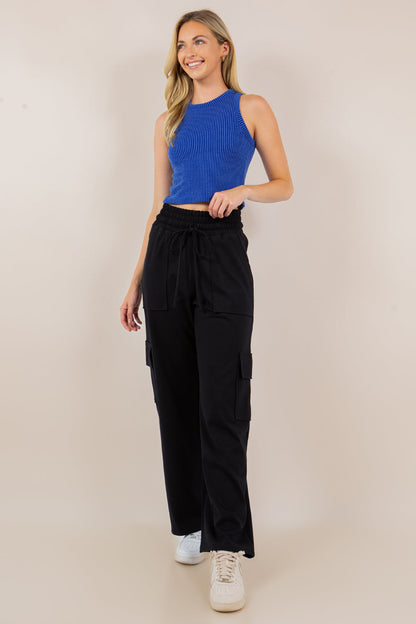 Hazel Blues® |  PREORDER: Ponte Stretch Cargo Pants In Five Colors