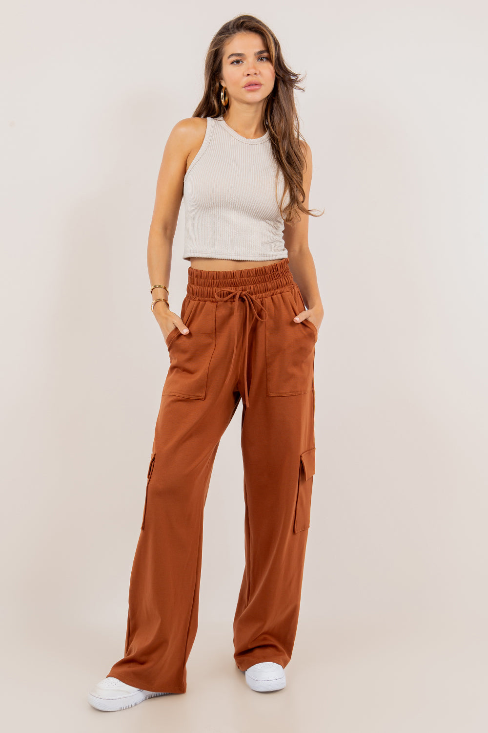 Hazel Blues® |  PREORDER: Ponte Stretch Cargo Pants In Five Colors