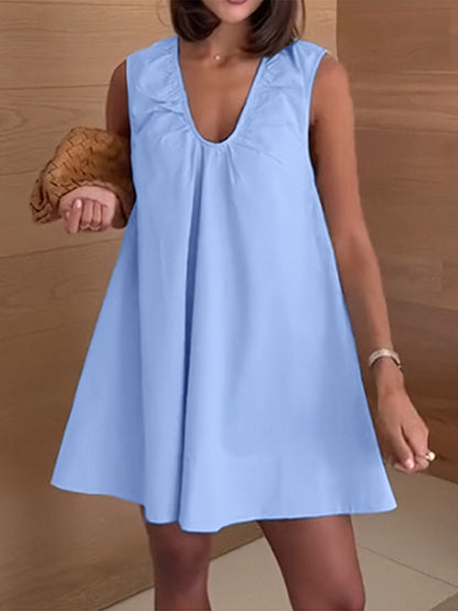 Hazel Blues® |  Casual Solid Color Sleeveless Mini Dress