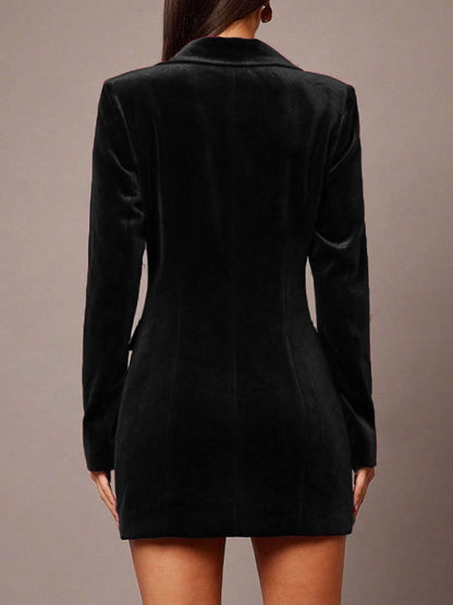 Hazel Blues® |  Velvet Double-Breasted Blazer Dress