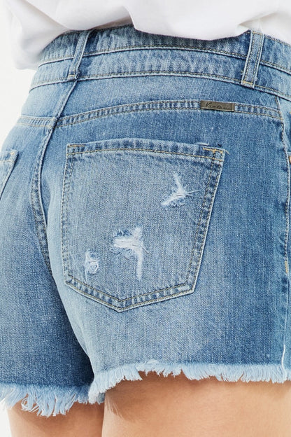 Hazel Blues® |  Kancan High Rise Raw Hem Denim Shorts
