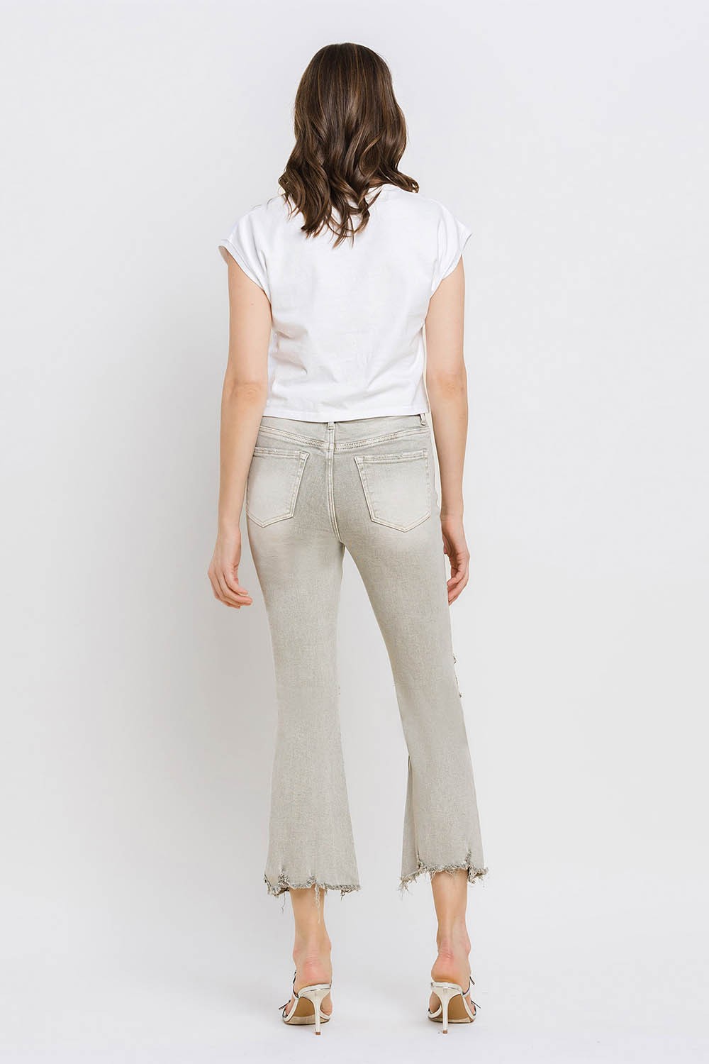 Hazel Blues® |  Lovervet Distressed Raw Hem Cropped Flare Jeans