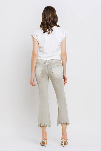 Hazel Blues® |  Lovervet Distressed Raw Hem Cropped Flare Jeans