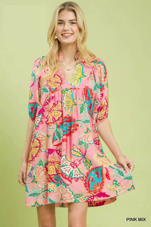Hazel Blues® |  Umgee Paisley Print Mini Dress