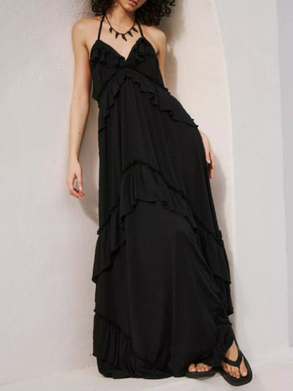 Hazel Blues® |  Ruffled Halter Neck Maxi Dress