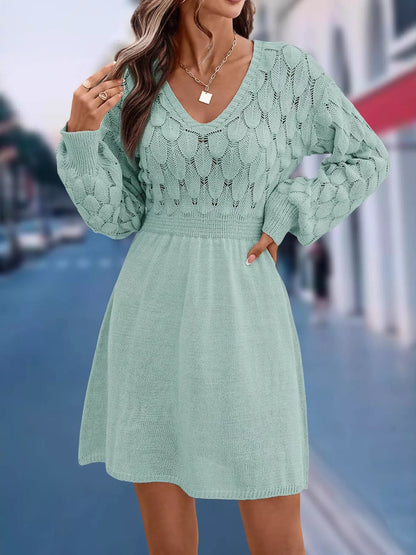 Hazel Blues® |  V-Neck Long Sleeve Sweater Dress