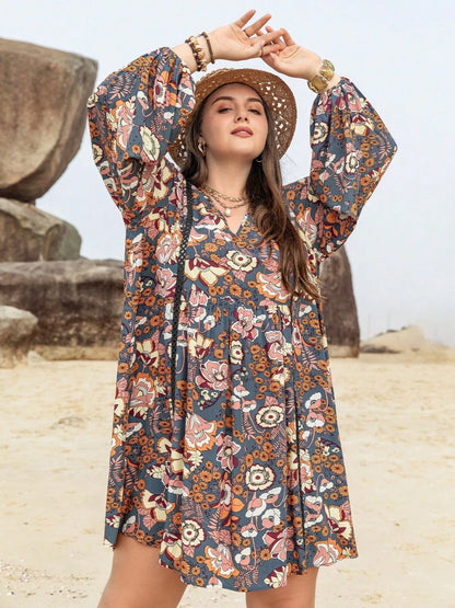 Hazel Blues® | Floral Print Long Sleeve Mini Dress