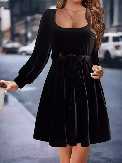Hazel Blues® |  Velvet Long Sleeve A-Line Dress