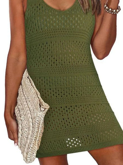 Hazel Blues® |  Crochet Knit Cover-Up Dress with Side Slit