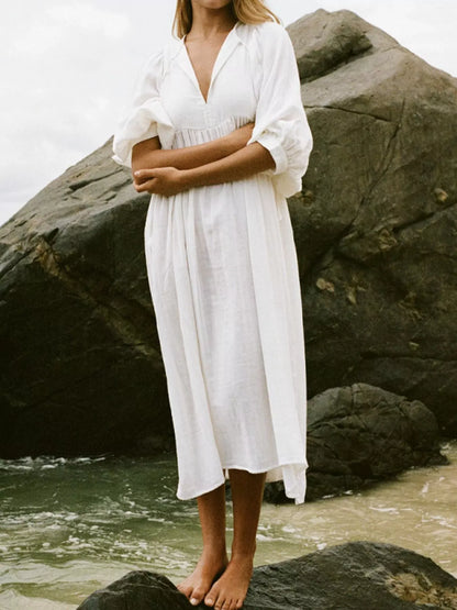 Hazel Blues® |  Tie Neck 3/4 Sleeve Midi Dress