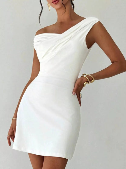 Hazel Blues® |  Elegant Off-Shoulder Draped Mini Dress