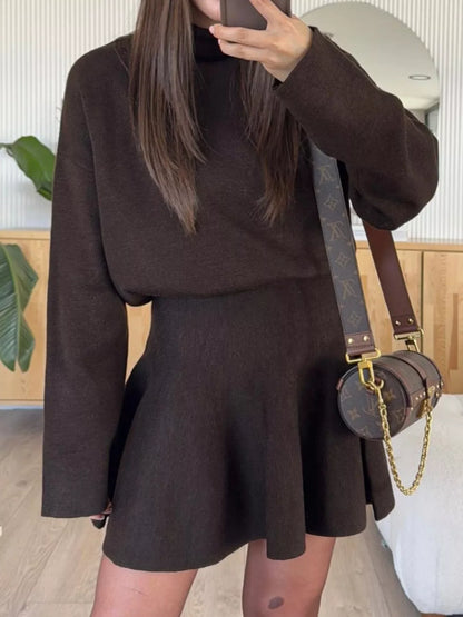 Hazel Blues® |  Round Neck Long Sleeve Mini Sweater Dress