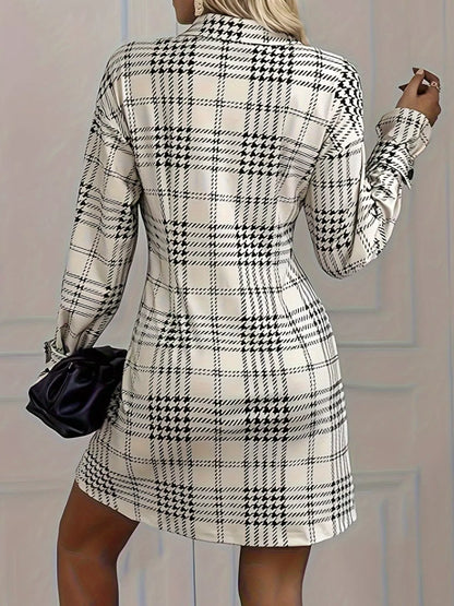 Hazel Blues® |  Houndstooth Button-Down Shirt Dress