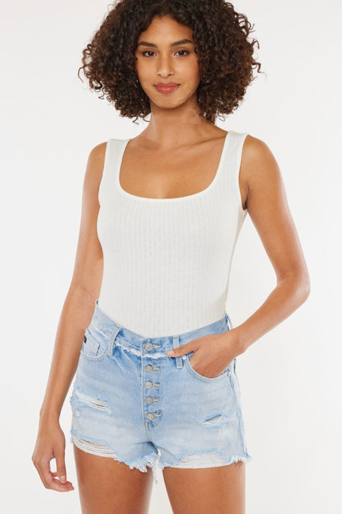 Hazel Blues® |  Kancan Distressed Button Fly Denim Shorts