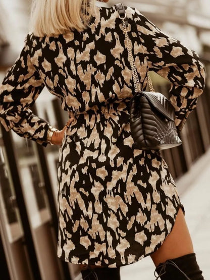 Hazel Blues® |  Printed Button Front Long Sleeve Dress