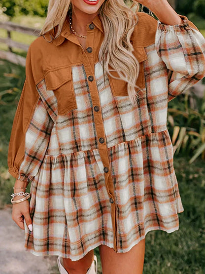 Hazel Blues® |  Plaid Button Front Mini Dress