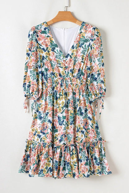 Hazel Blues® |  Floral Print Ruffle Hem Mini Dress