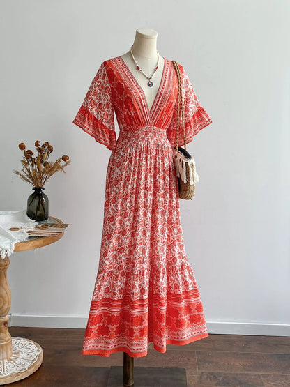 Hazel Blues® |  Floral Deep V-Neck Dress