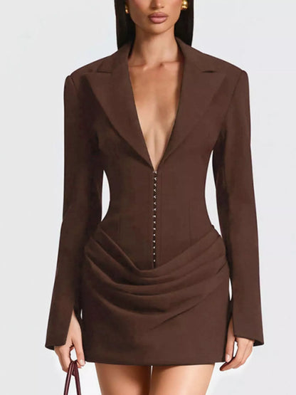 Hazel Blues® | Blazer-Style Long Sleeve Mini Dress