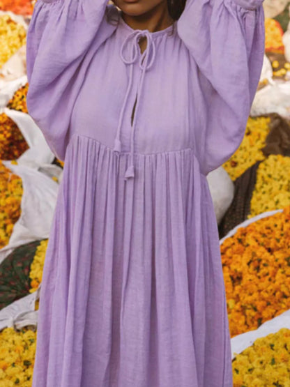 Hazel Blues® |  Tie Neck 3/4 Sleeve Midi Dress