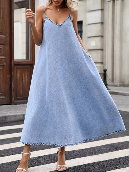 Hazel Blues® |  V-Neck Denim Cami Dress
