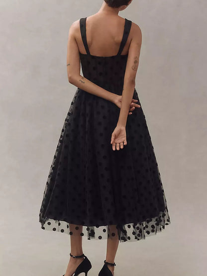 Hazel Blues® |  Polka Dot Tulle Sleeveless Midi Dress