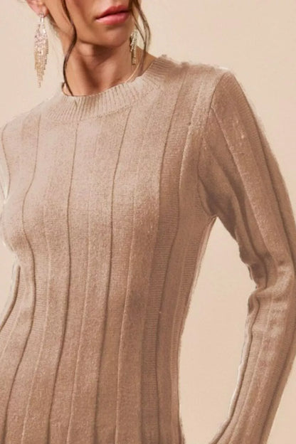 Hazel Blues® |  SO ME Ribbed Long Sleeve Mini Sweater Dress