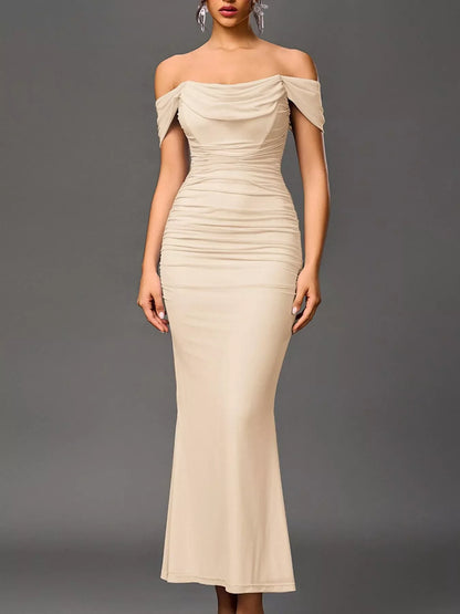 Hazel Blues® |  Off-Shoulder Ruched Mermaid Maxi Dress