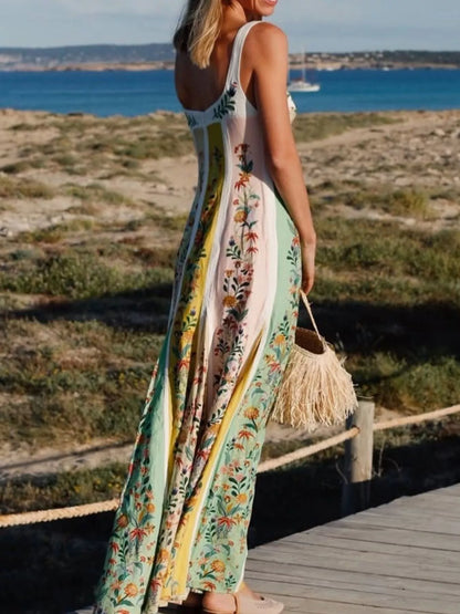 Hazel Blues® |  Floral Print Sweetheart Neck Maxi Dress