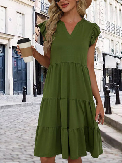 Hazel Blues® |  Ruffle Sleeve Tiered Midi Dress