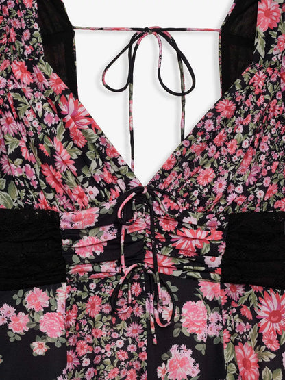 Hazel Blues® |  Ruffled Floral Print Half Sleeve Dress