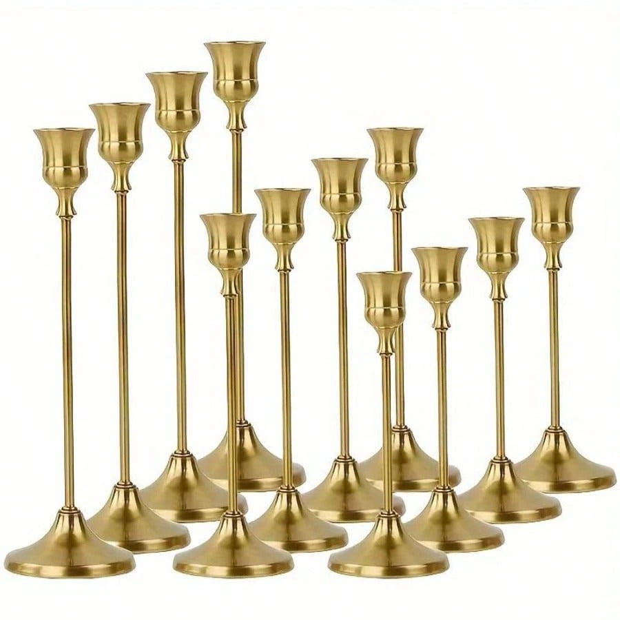 Brass Gold/Black Metal Tapered Candle Holders, Vintage Modern Decorative Centerpiece Candlestick For Fireplace, Wedding, Party, Cozy Home, Rama Table Decor, Mother's Day Gift, Party Use, Family Dining, High-End Restaurants Sup