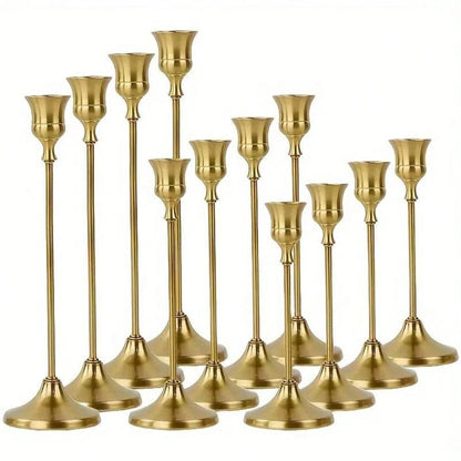 Brass Gold/Black Metal Tapered Candle Holders, Vintage Modern Decorative Centerpiece Candlestick For Fireplace, Wedding, Party, Cozy Home, Rama Table Decor, Mother's Day Gift, Party Use, Family Dining, High-End Restaurants Sup
