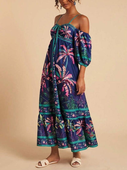 Hazel Blues® |  Tropical Print Spaghetti Strap Maxi Dress