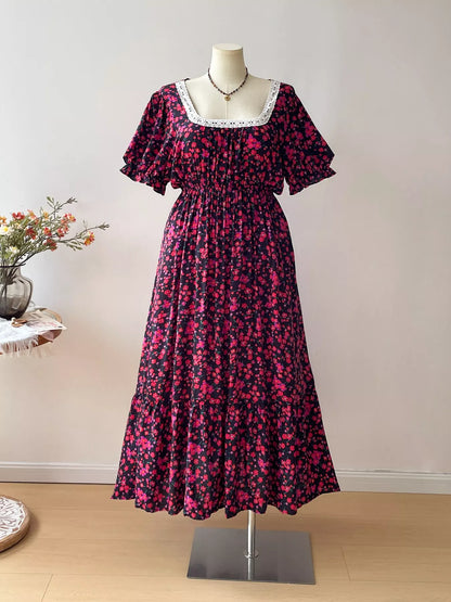 Hazel Blues® | Floral Square Neck Short Sleeve Dress