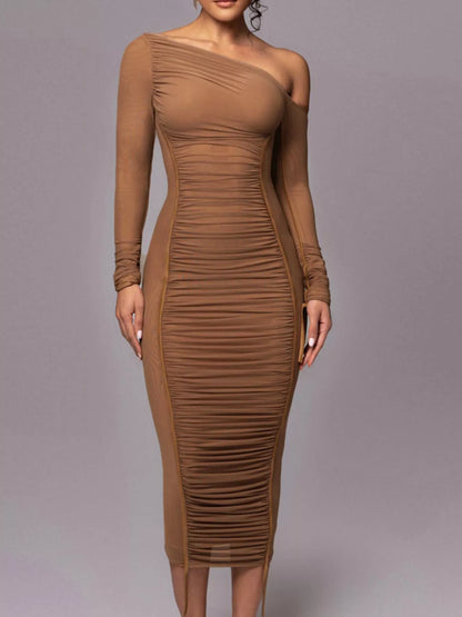 Hazel Blues® |  One-Shoulder Ruched Bodycon Midi Dress