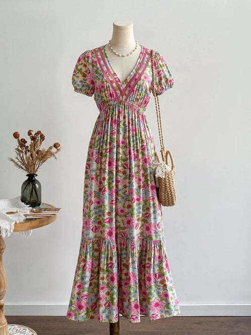 Hazel Blues® |  Floral Print V-Neck Puff Sleeve Dress