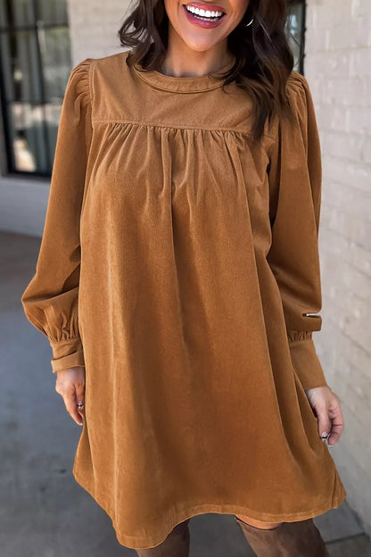 Hazel Blues® |  Corduroy Puff Sleeve Mini Dress