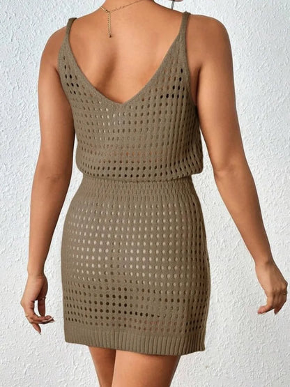 Hazel Blues® |  Openwork V-Neck Sleeveless Cover Up Dress