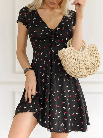 Hazel Blues® | Tie Front V-Neck Mini Dress
